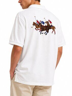 Polo Ralph Lauren Triple Pony Polo Horse Embroidered Mesh Shirt